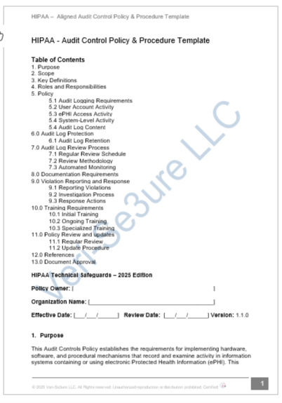 HIPAA - Audit Control Policy Template | Audit-Ready & Easy
