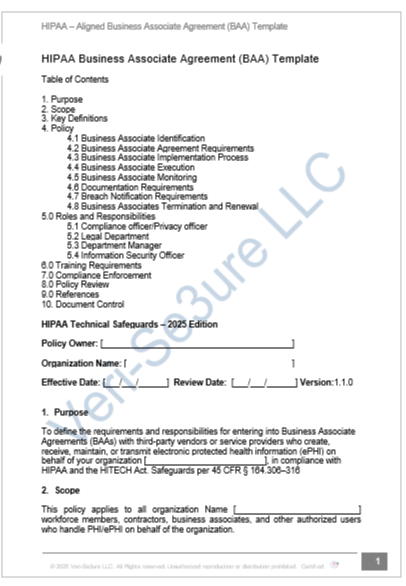 HIPAA - Business Associate Agreement (BAA) Policy Template | Audit-Ready & Easy