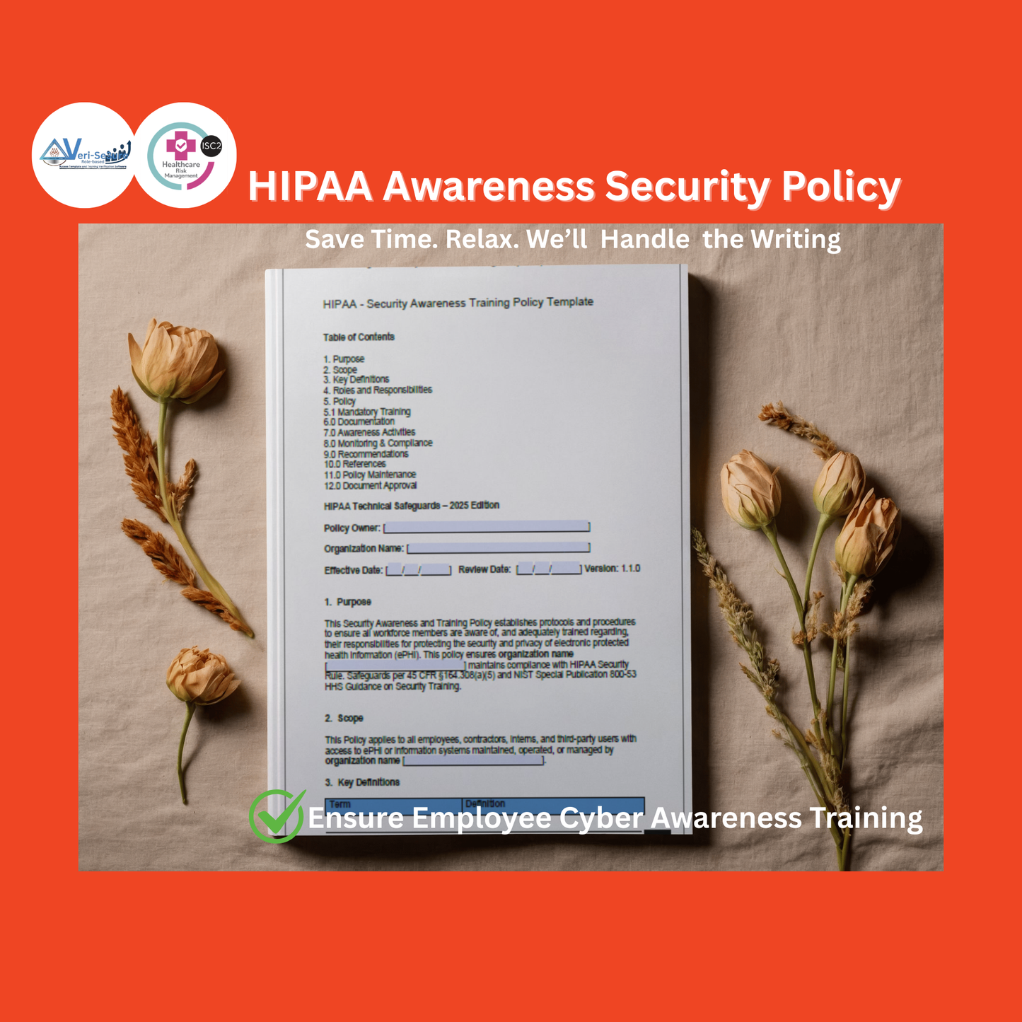 HIPAA - Security Awareness Training Policy Template | Audit-Ready & Easy