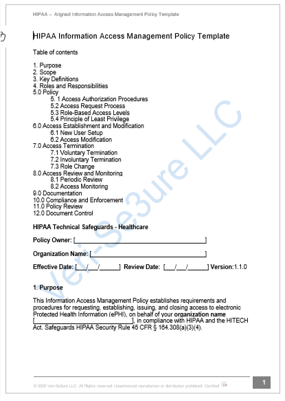 HIPAA - Information Access Management Policy Template | Audit-Ready & Easy