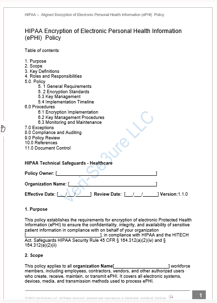 HIPAA Electronic Protected Health Information (ePHI) Policy ā fillable PDF Template