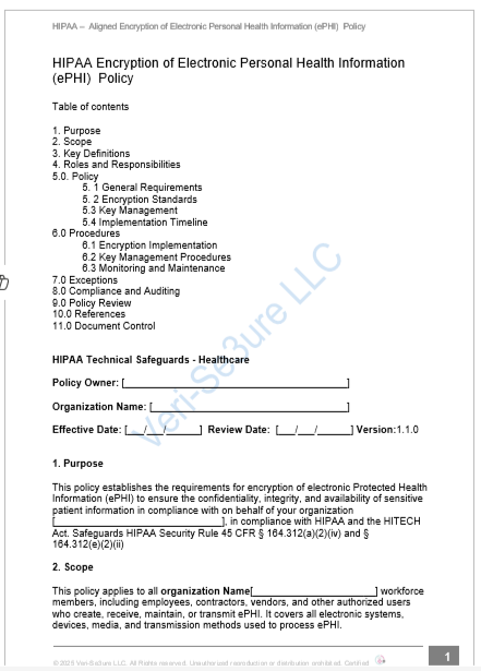 HIPAA - Electronic Protected Health Information (ePHI) Management Policy Template | Audit-Ready & Easy