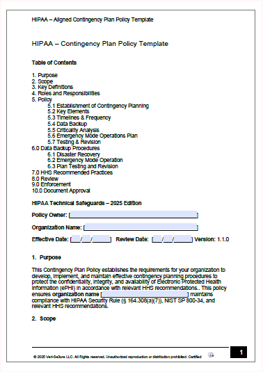 HIPAA - Contingency Plan Policy Template | Audit-Ready & Easy