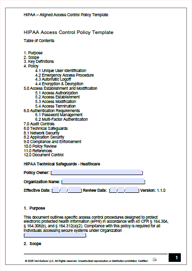 HIPAA - Access Control Policy Template | Audit-Ready & Easy