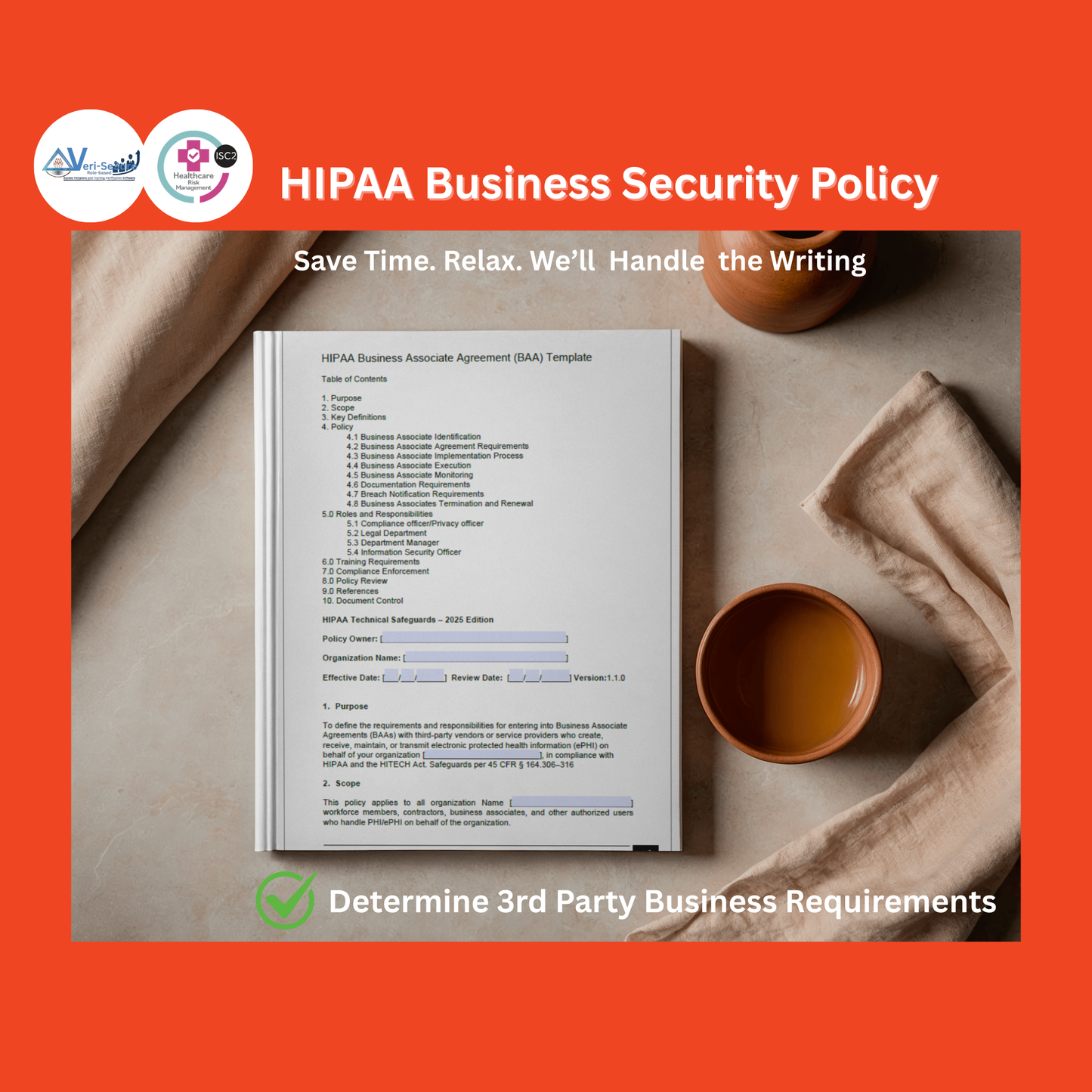 HIPAA - Security Business Associate Agreement (BAA) Policy Template | Audit-Ready & Easy