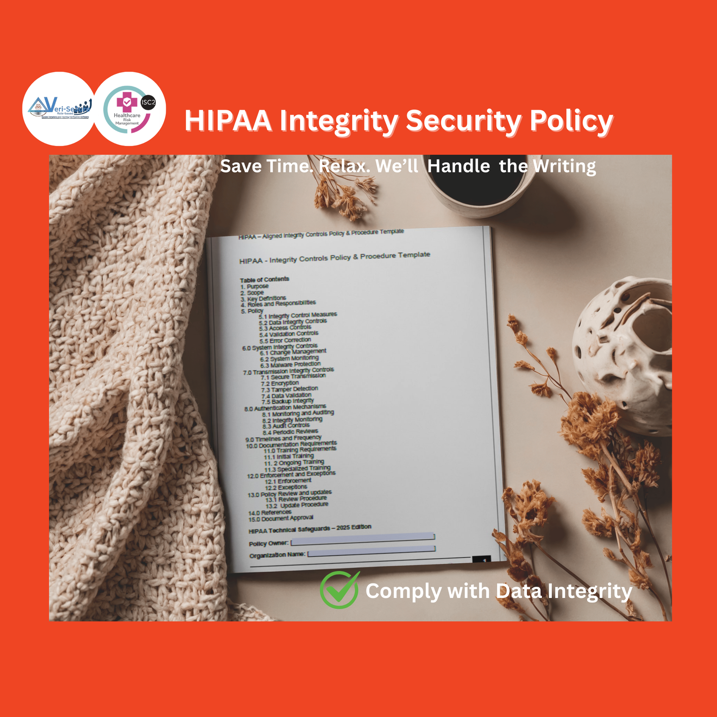 HIPAA - Integrity Controls Policy Template | Audit-Ready & Easy