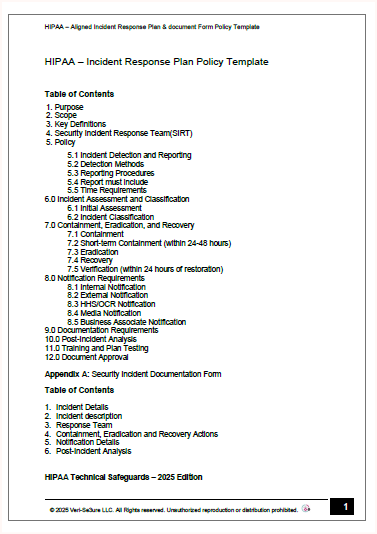 HIPAA - Incident Response Plan & Documentation Template | Audit-Ready & Easy