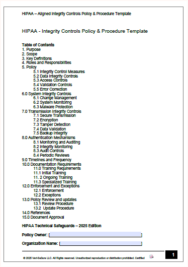 HIPAA - Integrity Controls Policy Template | Audit-Ready & Easy