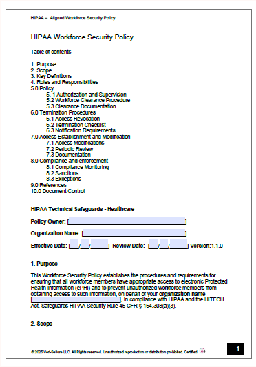 HIPAA - Workforce Security Policy Template | Audit-Ready & Easy