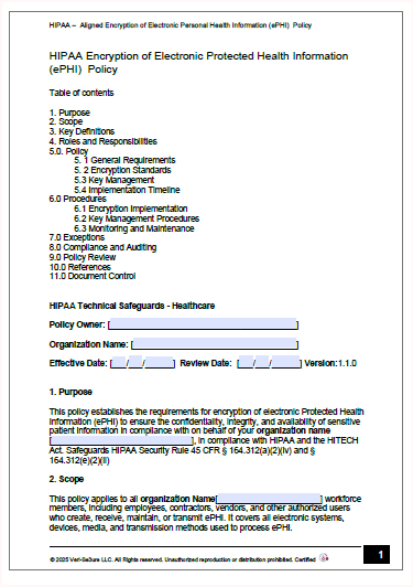 HIPAA - Electronic Protected Health Information (ePHI) Management Policy Template | Audit-Ready & Easy
